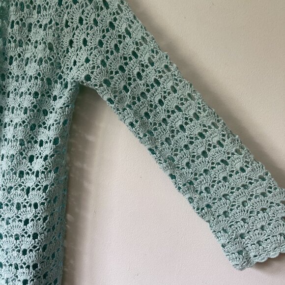 Modern Soul Size XL Linen Blend Crochet Knit Open Cardigan Sweater Long Sleeve - Picture 7 of 8